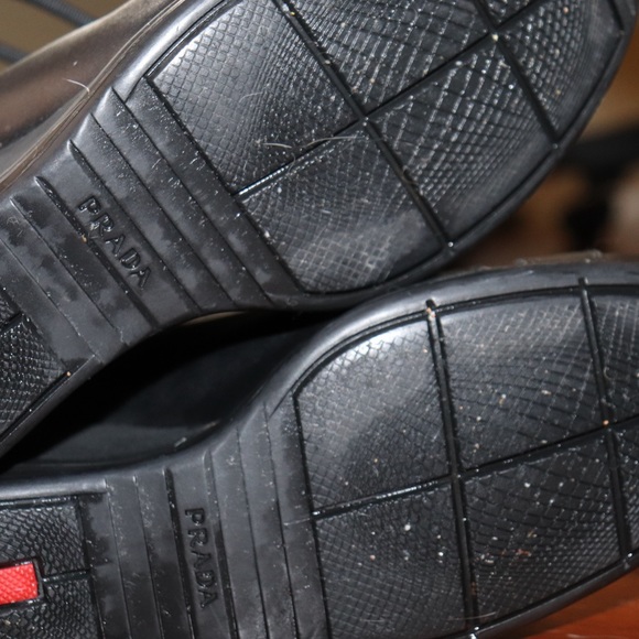 Authentic PRADA Sport Milano BlackLeather Logo Wedge LaceupSneakers Eu38.5/US8.5 - Picture 8 of 11